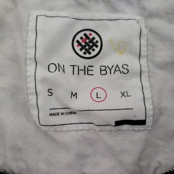 On the Byas Button Up Shirt Mens Size Large Gingham Short Sleeve Black White - Picture 4 of 5